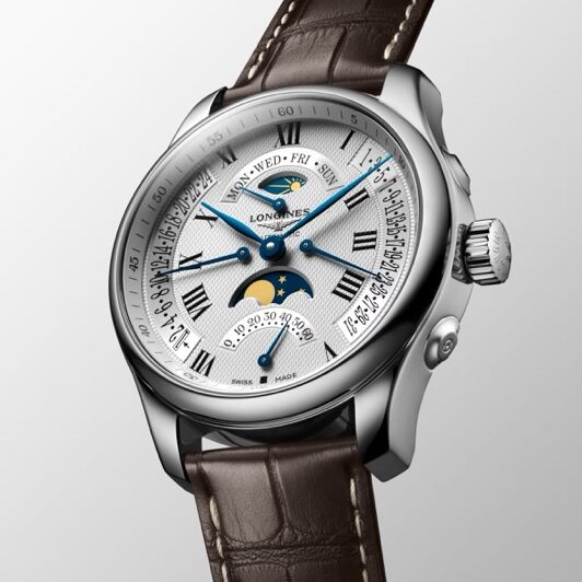 Relógio Longines L2.739.4.71.3 Master Collection Moonphase Retrograde 44mm