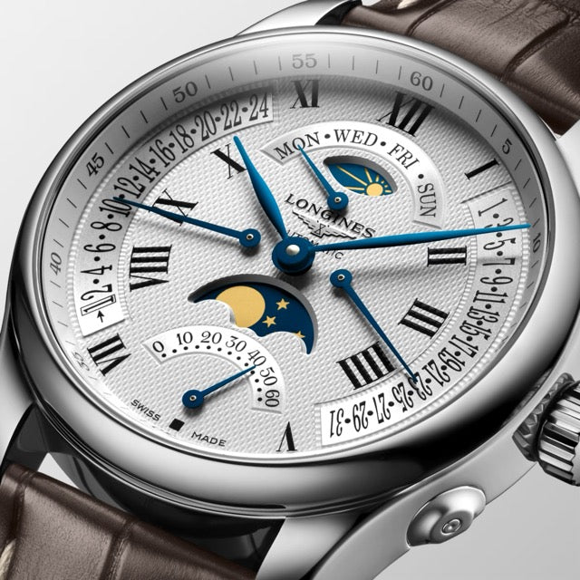Relógio Longines L2.739.4.71.3 Master Collection Moonphase Retrograde 44mm