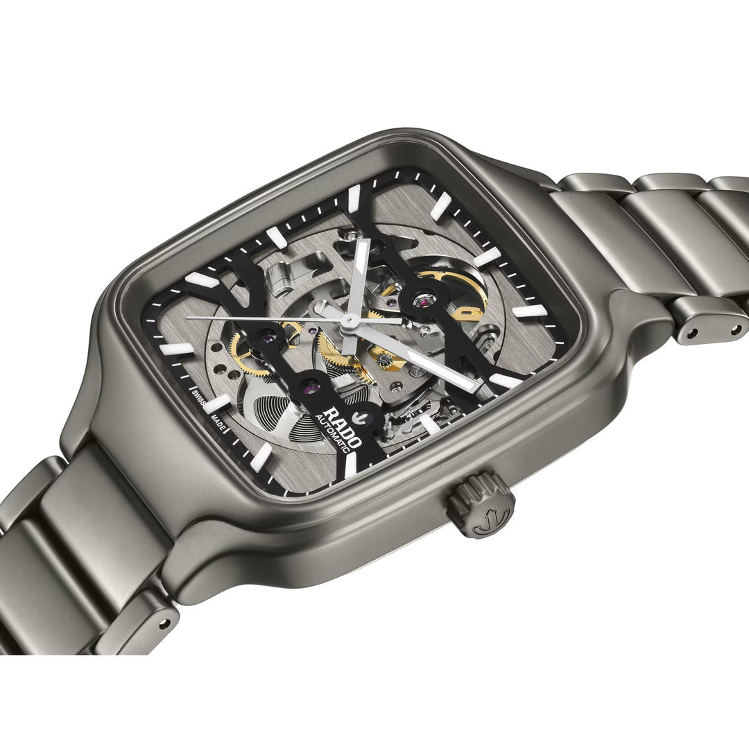 Relógio Rado True Square Skeleton Automático Open Heart R27196152 38mm Unissex